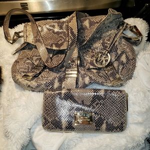 Michael kors snakeskin purse and wallet